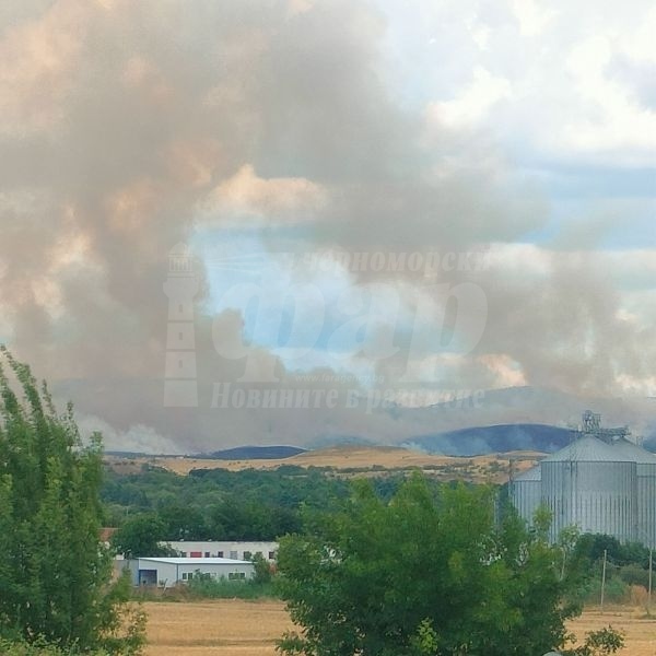 Огромен пожар вилнее над Банево, 15 пожарникари се борят със стихията
